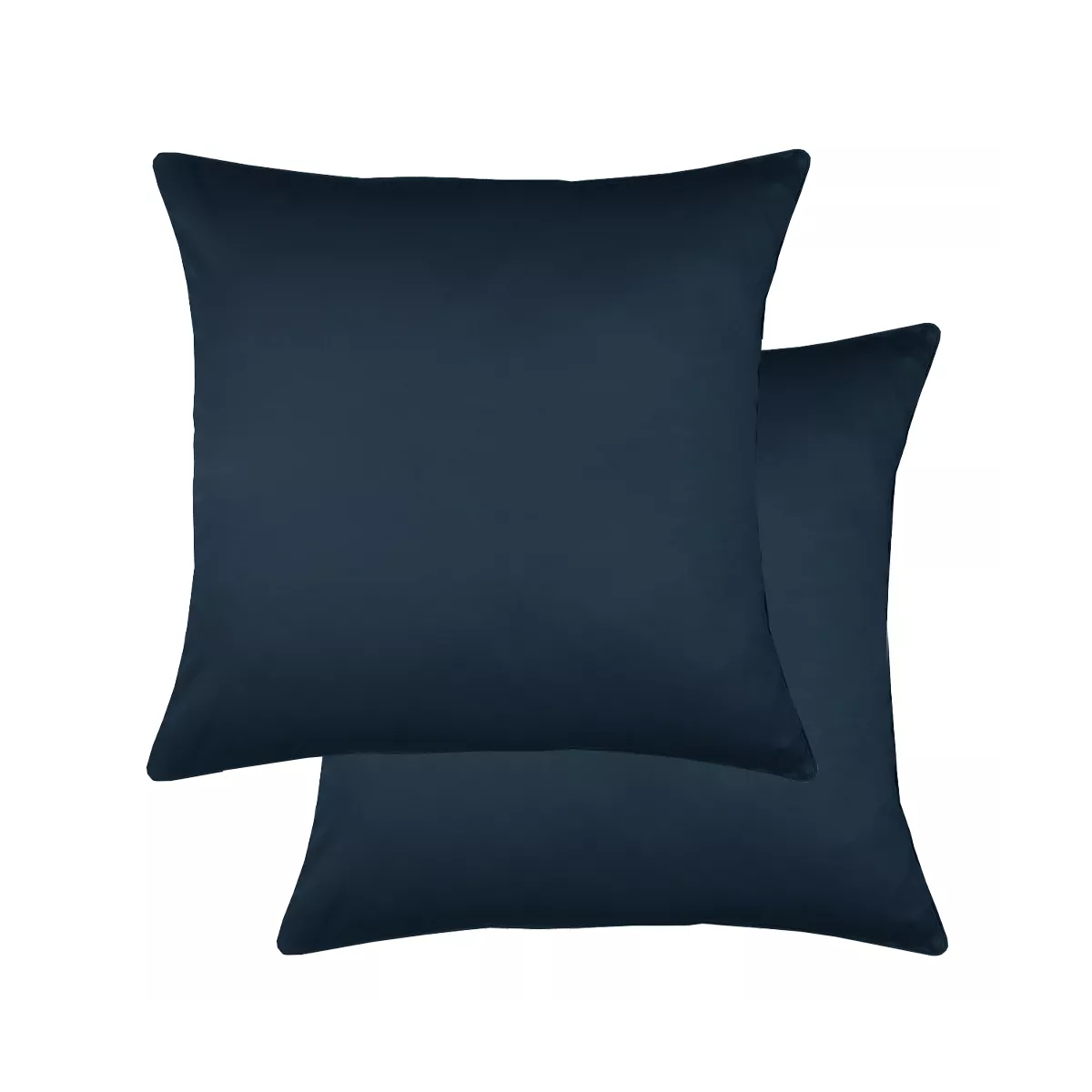 garnier thiebaut Lot de 2 taies satin de coton 120 fils/cm² coloris bleu bleu nuit Ava uni bleu nuit