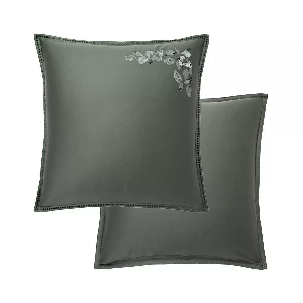 Garnier Thiebaut Lot De 2 Taies Satin De Coton 120 Fils/cm² Coloris Vert Cedre Cayla Cedre