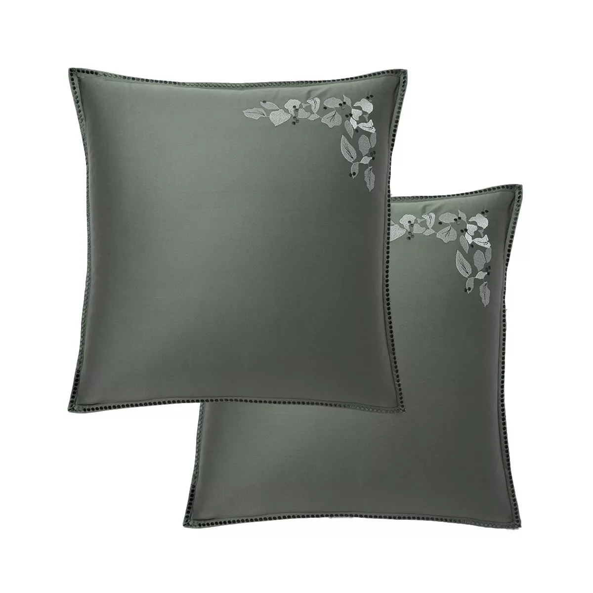garnier thiebaut Lot de 2 taies satin de coton 120 fils/cm² coloris vert cedre Cayla cedre