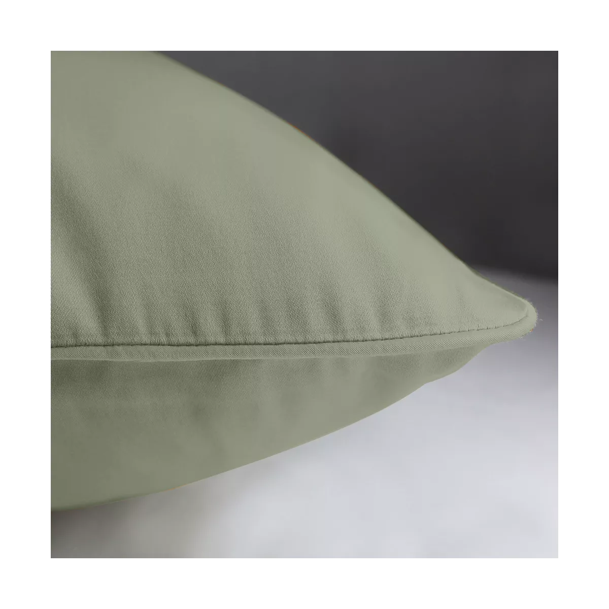 Garnier Thiebaut Lot De 2 Taies Satin De Coton 120 Fils/cm² Coloris Vert Lichen Ava Uni Lichen