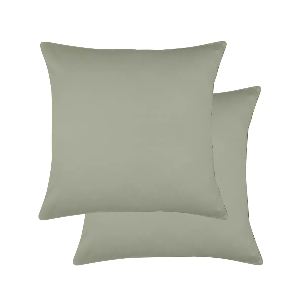 garnier thiebaut Lot de 2 taies satin de coton 120 fils/cm² coloris vert lichen Ava uni lichen