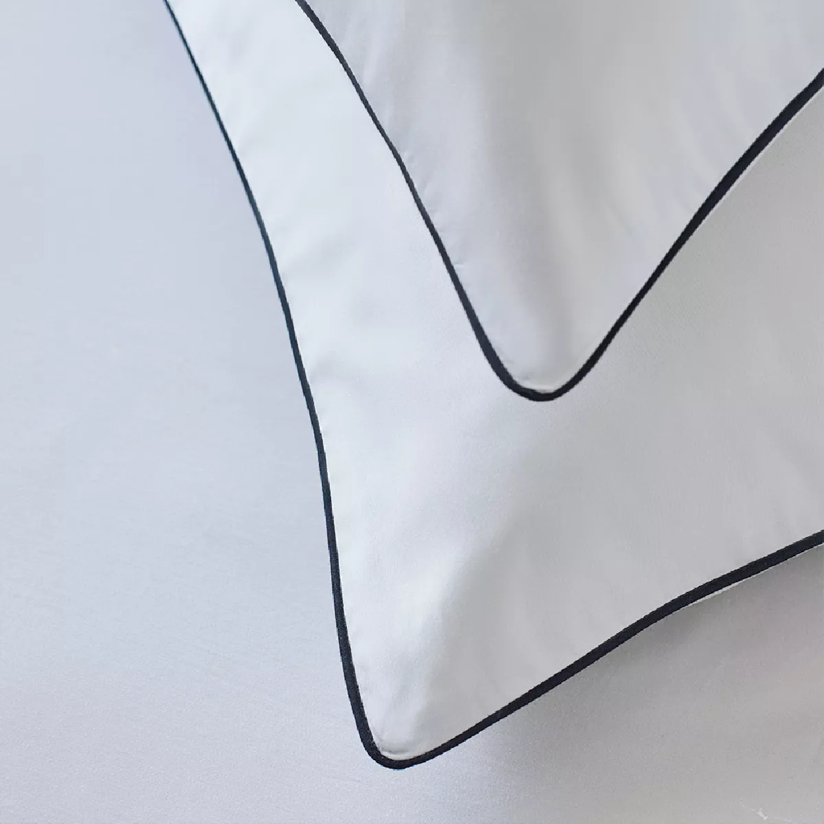 garnier thiebaut Lot de 2 taies satin de coton 120 fils/cm² coloris blanc bleu Suite grand luxe bleu