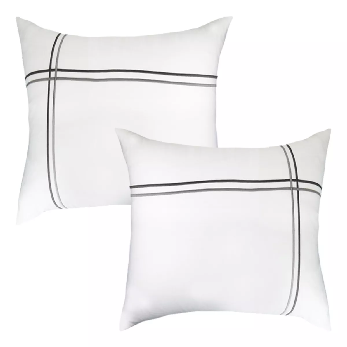 garnier thiebaut Lot de 2 taies satin de coton 120 fils/cm² coloris blanc gris Palais chic gris