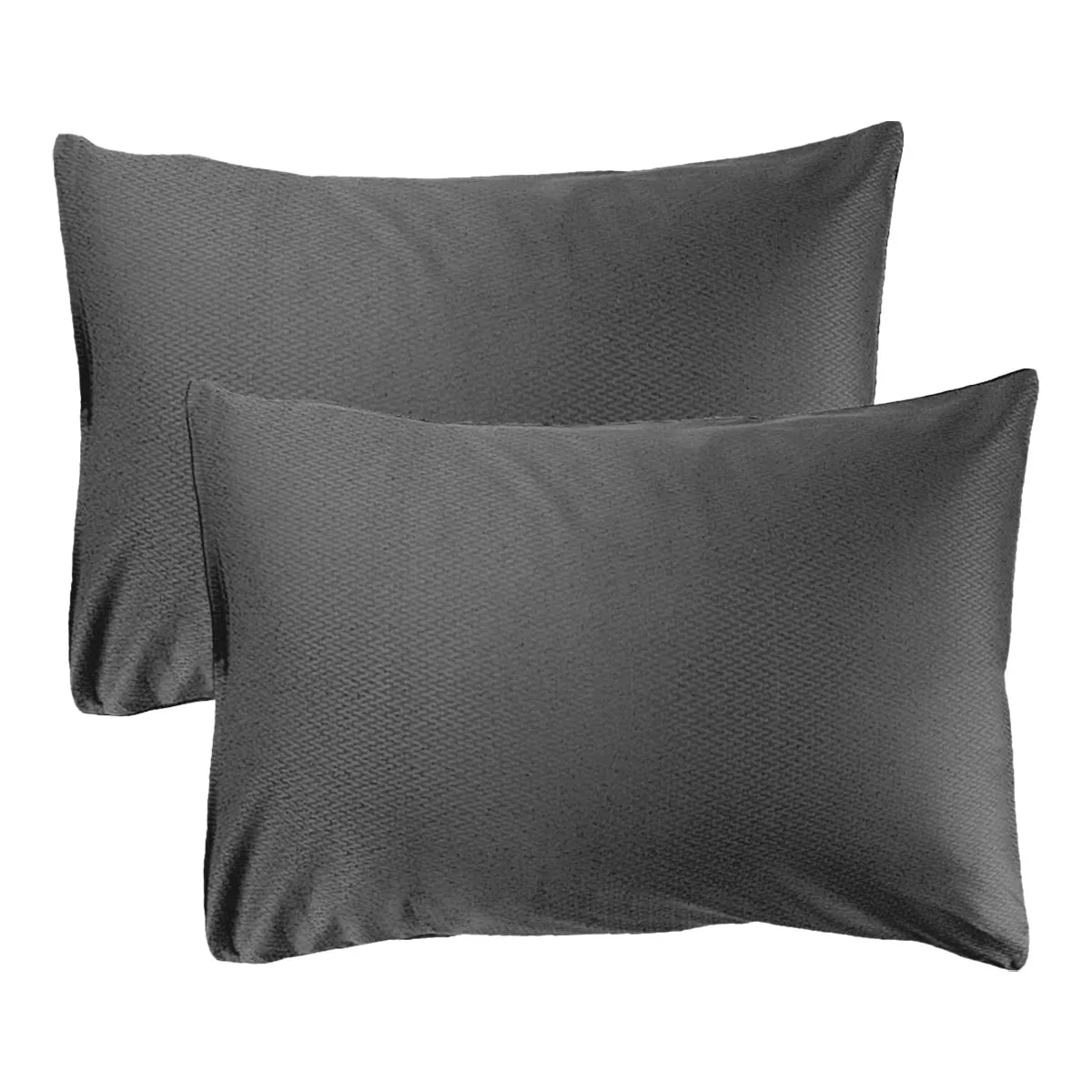 Garnier Thiebaut Lot De 2 Taies Satin De Coton Coloris Anthracite Metal Vibrato Metal