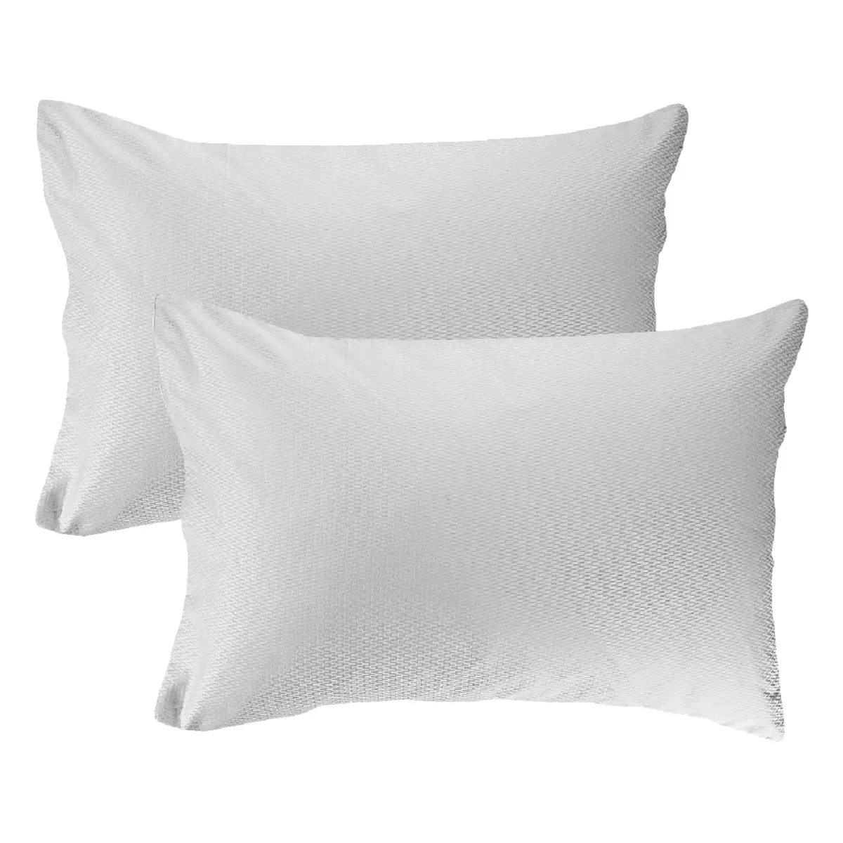 Garnier Thiebaut Lot De 2 Taies Satin De Coton Coloris Gris Glacier Vibrato Glacier