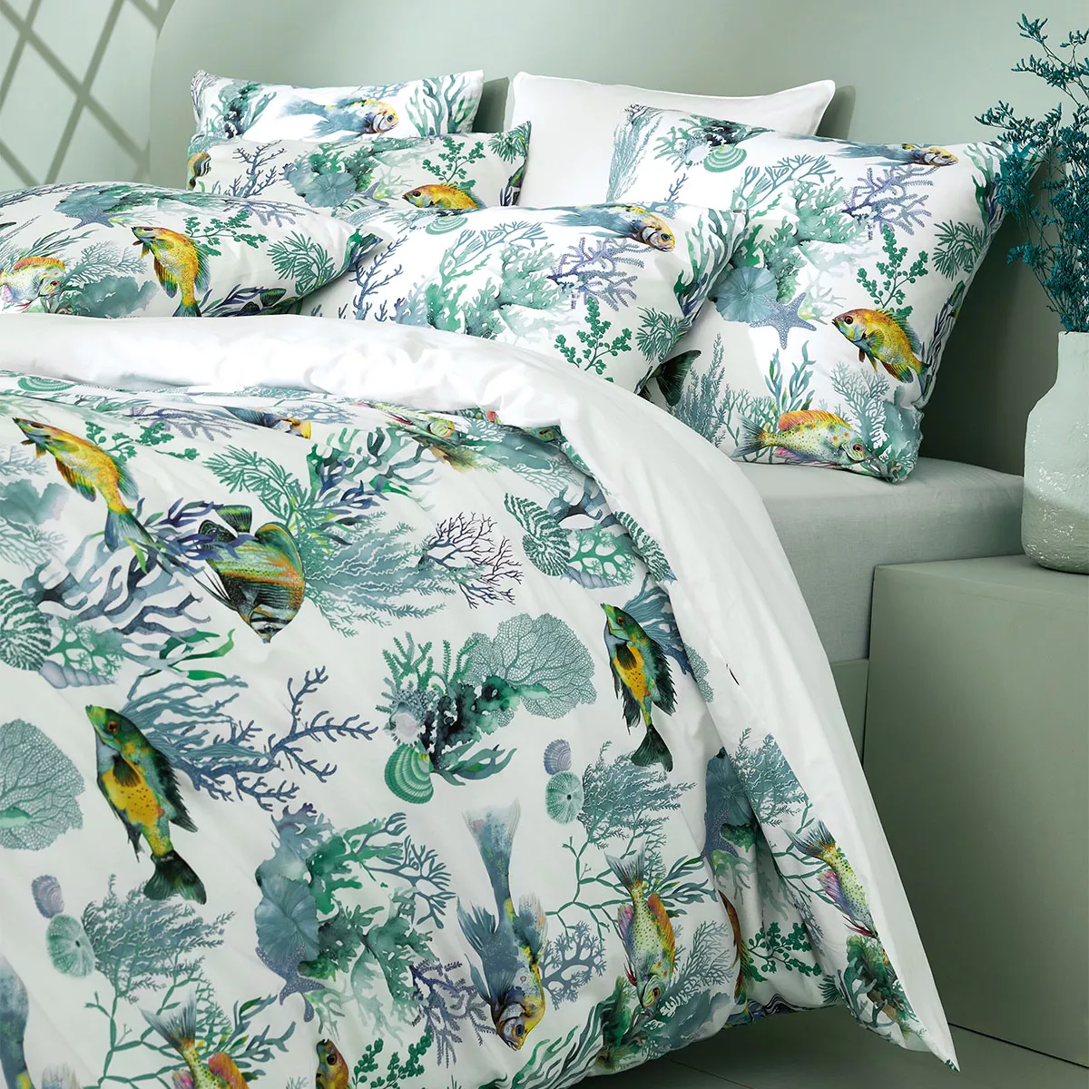 Garnier Thiebaut Lot H.couette +taies Percale De Coton 80 Fils/cm² Coloris Blanc Blanc Naia Blanc