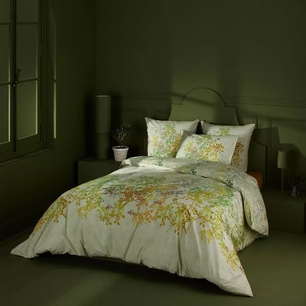 Garnier Thiebaut Lot H.couette +taies Percale De Coton 80 Fils/cm² Coloris Multicolore Flamboyant Lumieres D'automne Flamboyant