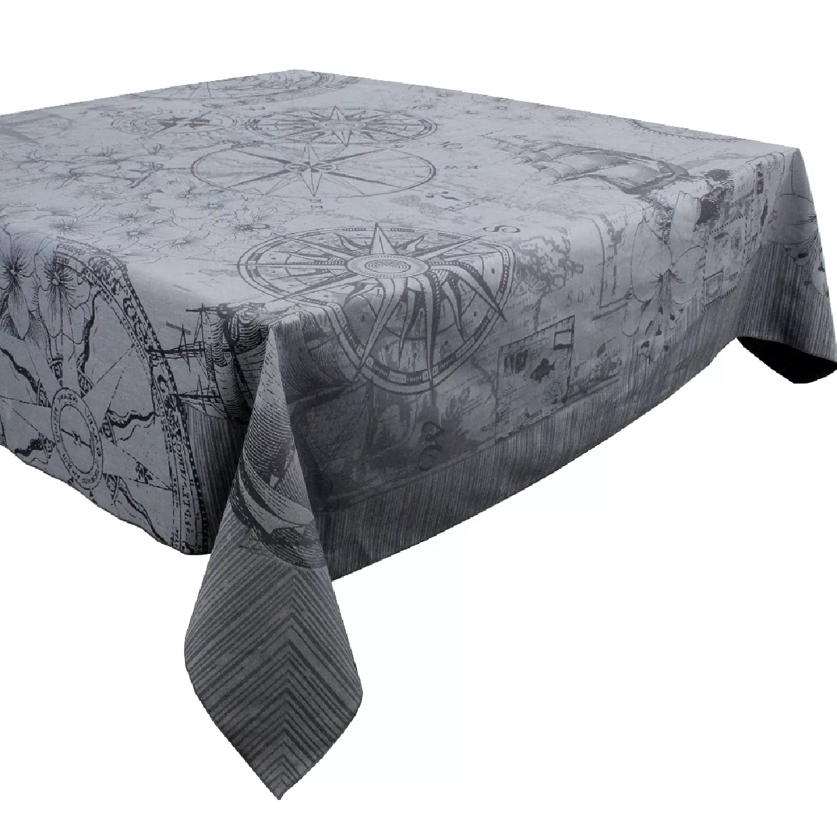 Garnier Thiebaut Nappe Anti Tache Pur Coton Anthracite Encre Rose Des Vents Encre