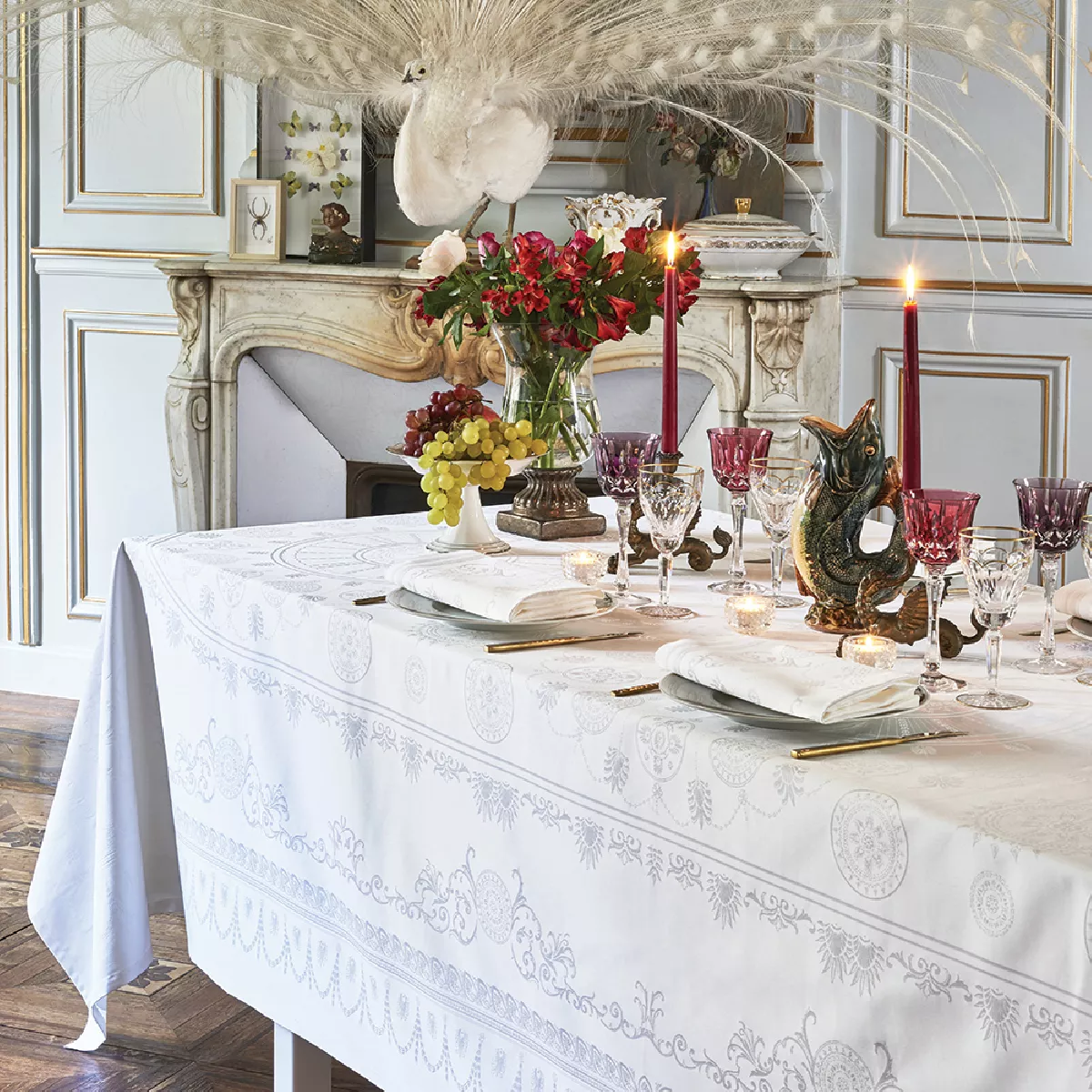 garnier thiebaut Nappe anti tache pur coton blanc diamant Eloise diamant