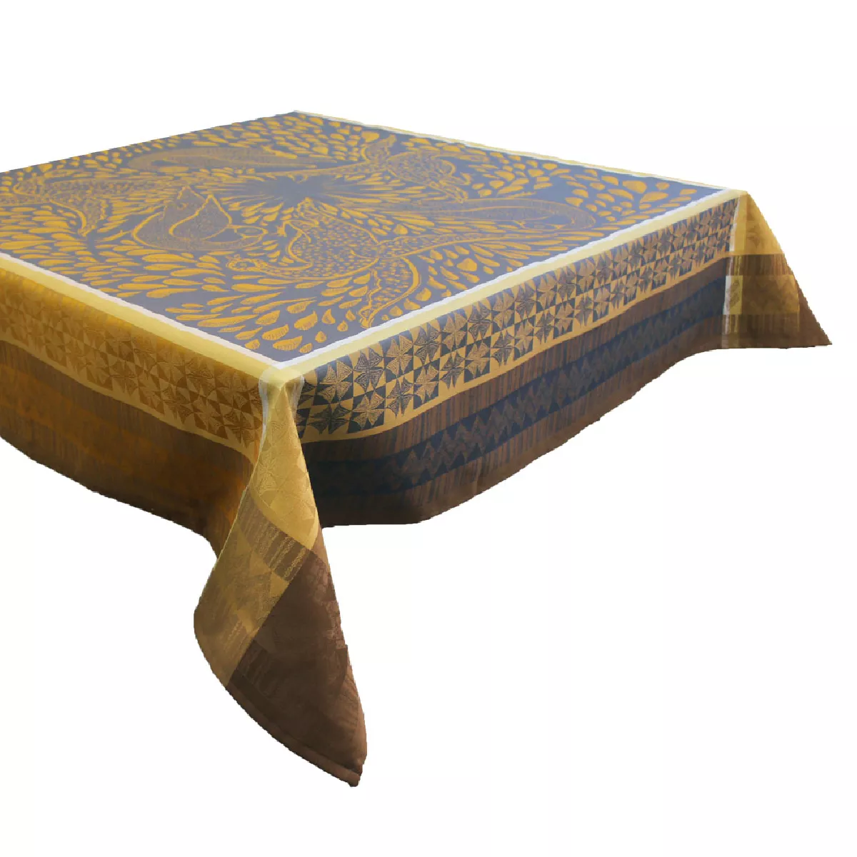 Garnier Thiebaut Nappe Anti Tache Pur Coton Bleu Bleu Dore Anhinga Bleu Dore