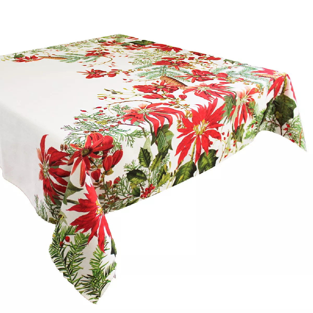 Garnier Thiebaut Nappe Anti Tache Pur Coton Rouge Vintage Poinsettias Vintage