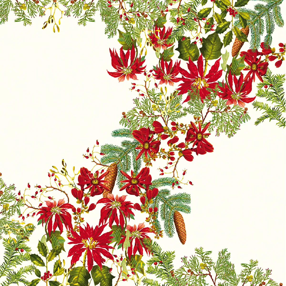 Garnier Thiebaut Nappe Anti Tache Pur Coton Rouge Vintage Poinsettias Vintage