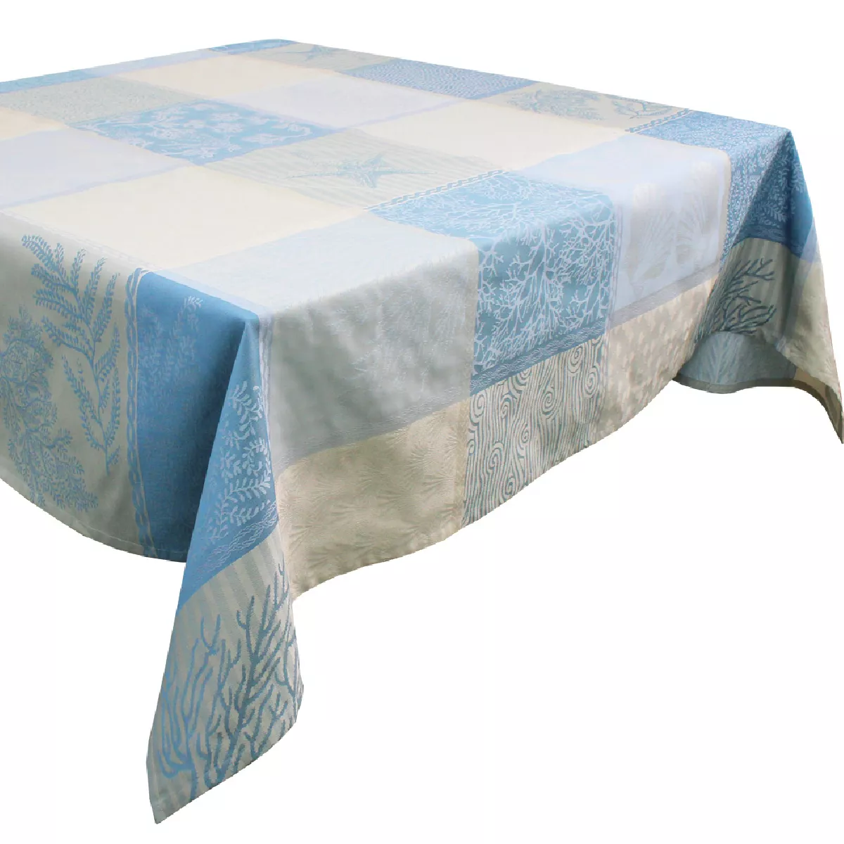 Garnier Thiebaut Nappe Enduite Pur Coton Bleu Ecume Mille Oceans Ecume
