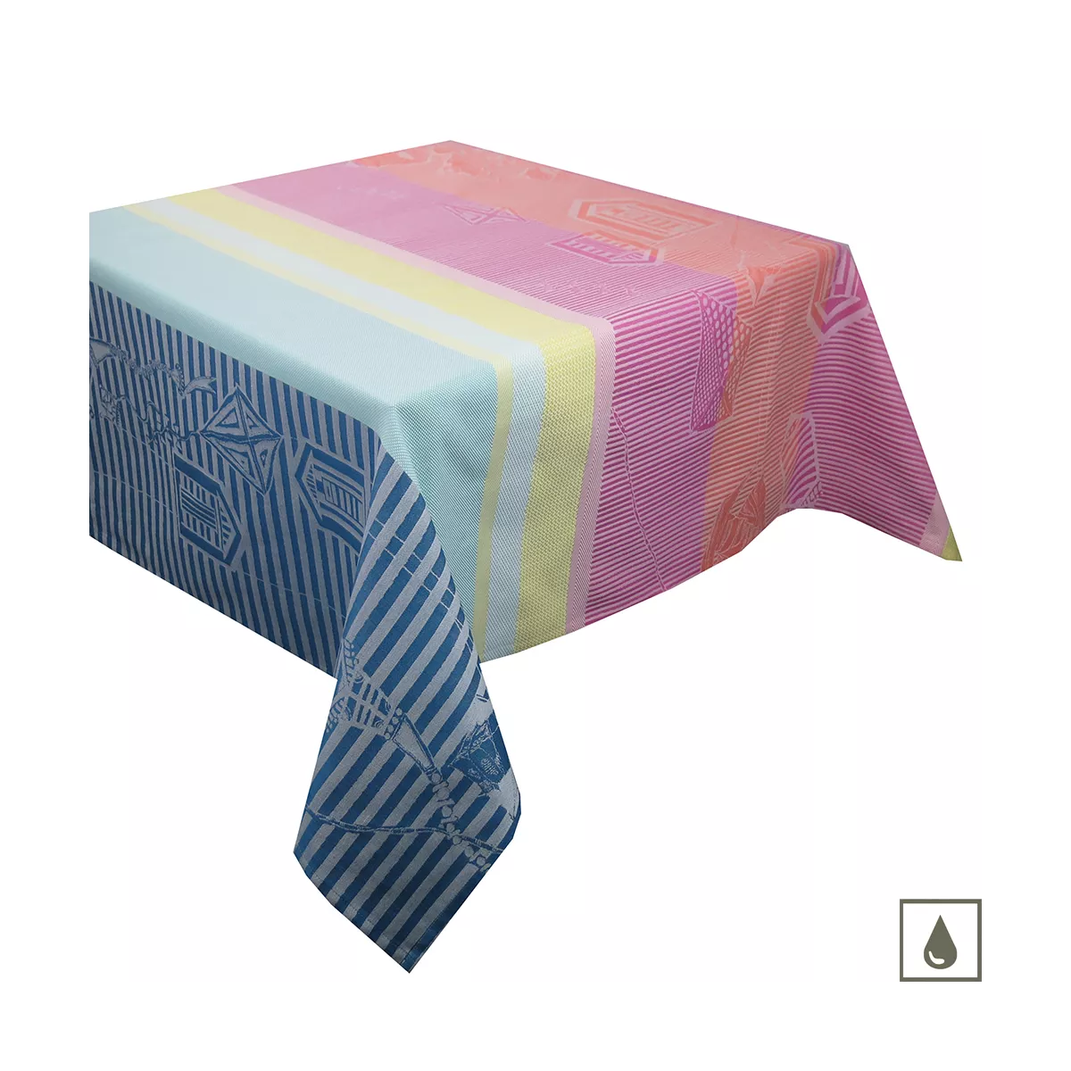 Garnier Thiebaut Nappe Enduite Pur Coton Bleu Marin Mille Eole Marin