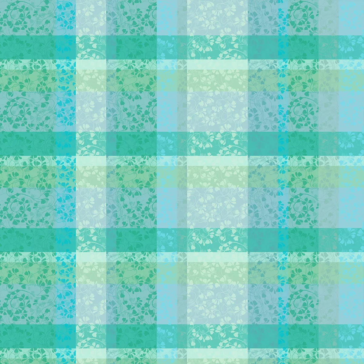 Garnier Thiebaut Nappe Enduite Pur Coton Bleu Turquoise Mille Feuillages Turquoise