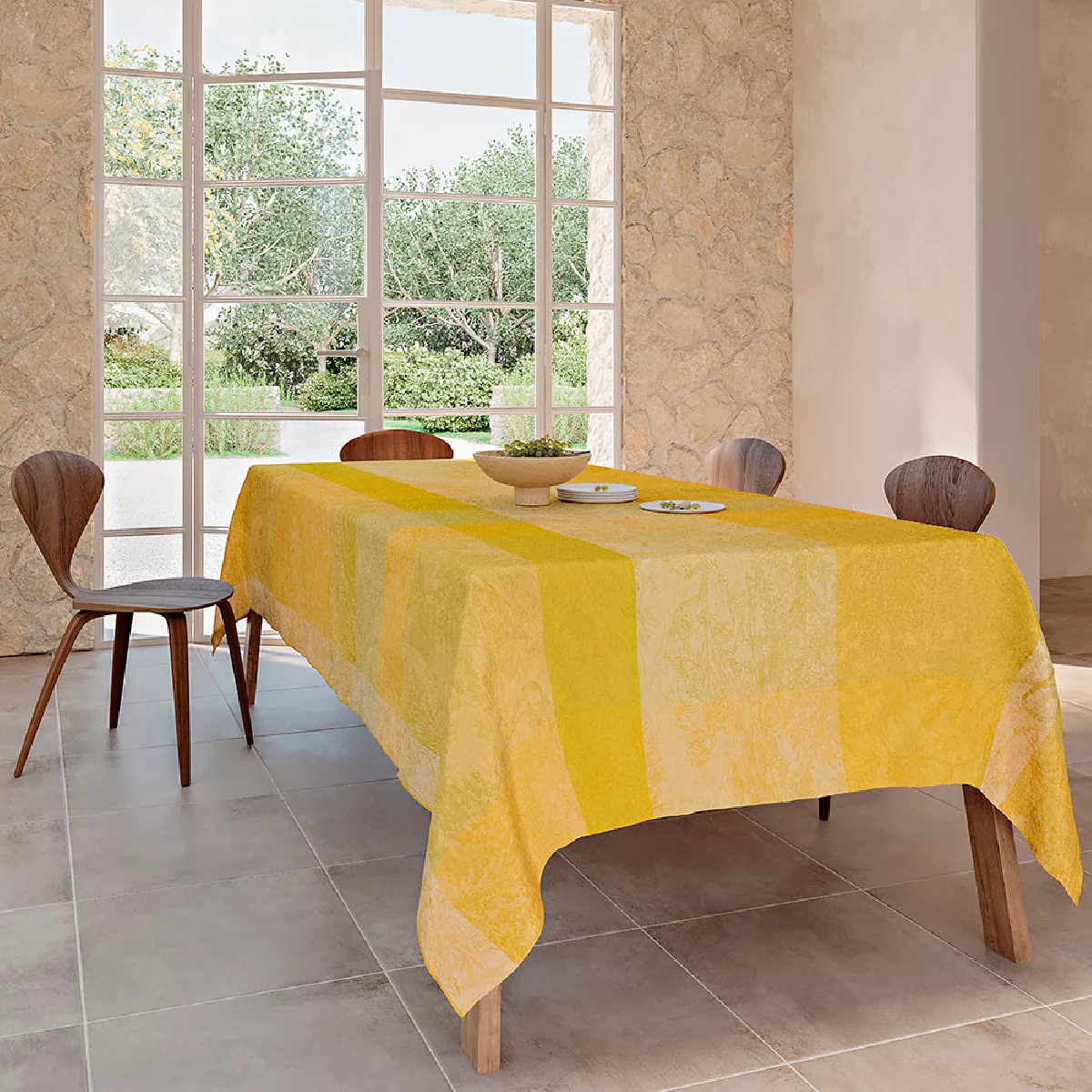 Garnier Thiebaut Nappe Enduite Pur Coton Jaune Solaire Mille Esprit Jardin Solaire