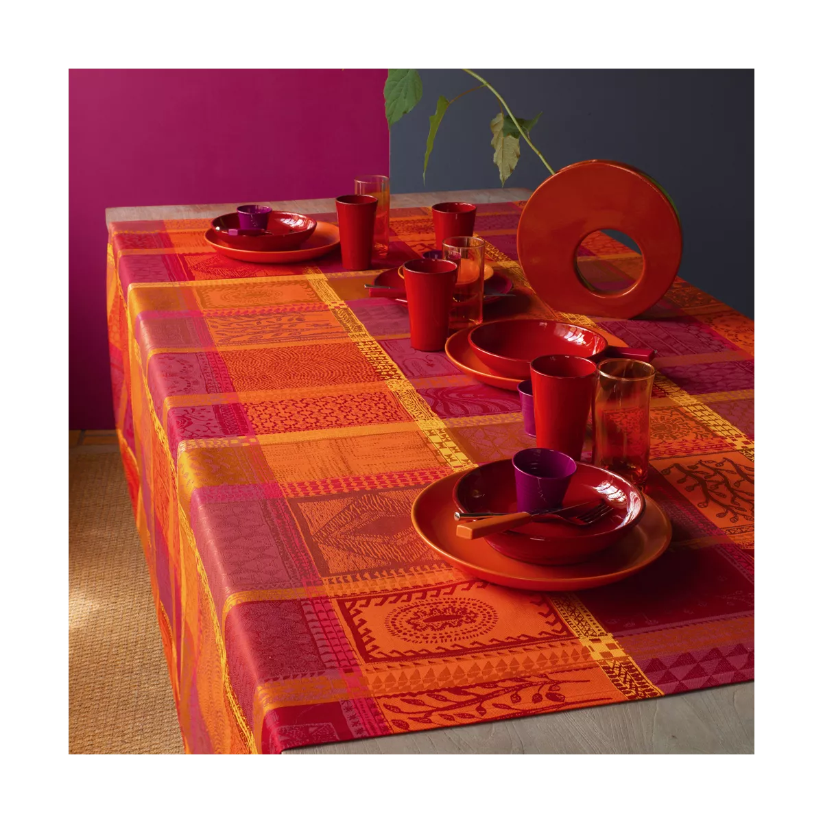 Garnier Thiebaut Nappe Enduite Pur Coton Orange Ketchup Mille Wax Ketchup