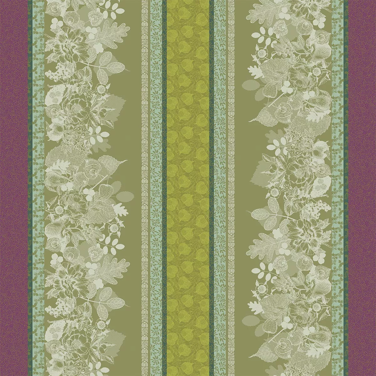 Garnier Thiebaut Nappe Enduite Pur Coton Vert Mousse Mille Botanique Mousse