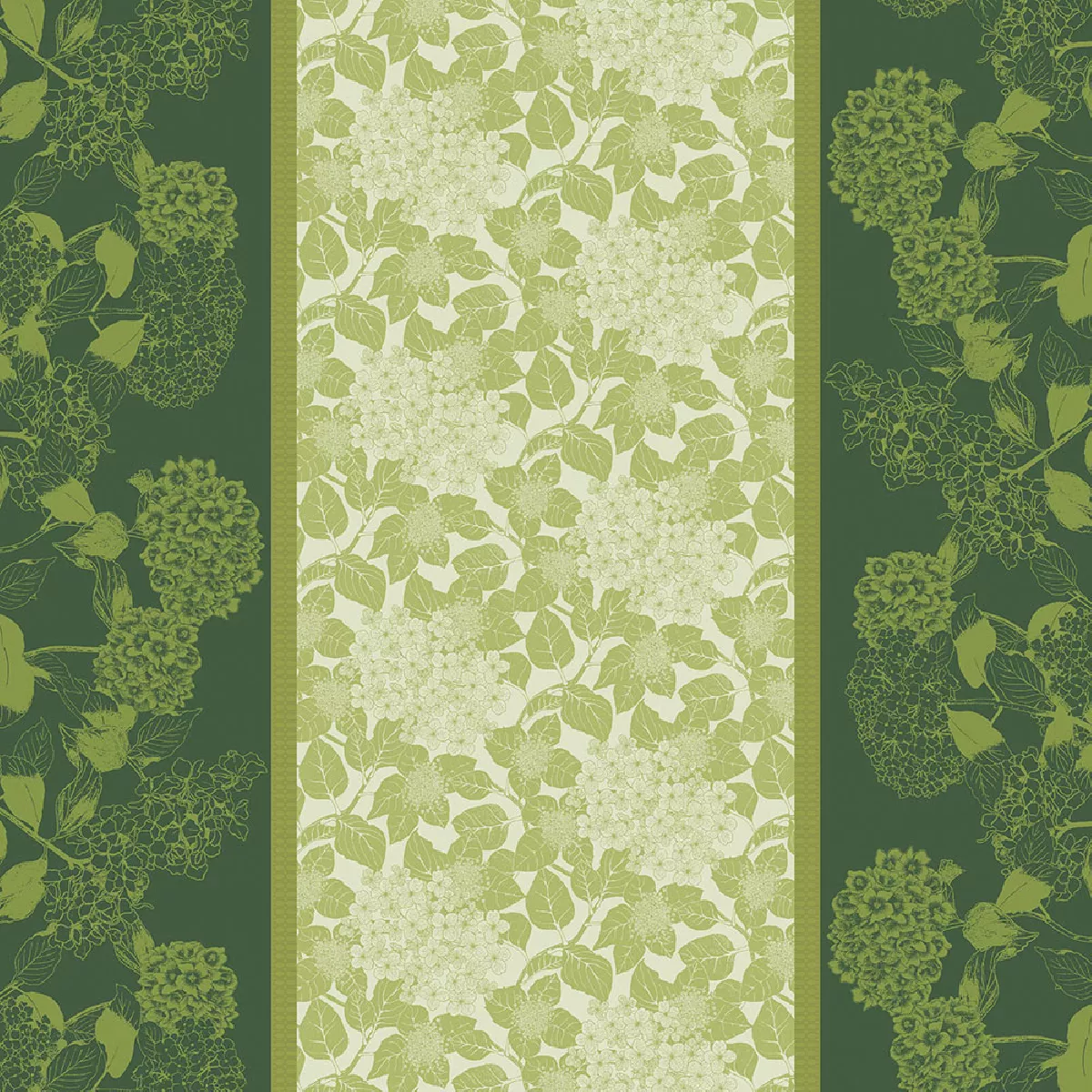 Garnier Thiebaut Nappe Enduite Pur Coton Vert Vert Mille Hortensias Vert