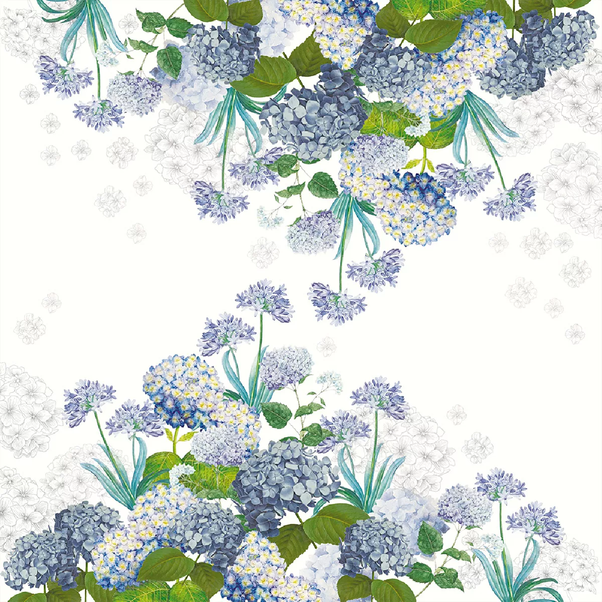 Garnier Thiebaut Nappe Imprimée Métis Lin & Coton Multicolore Bleu Jardin De Bretagne Bleu