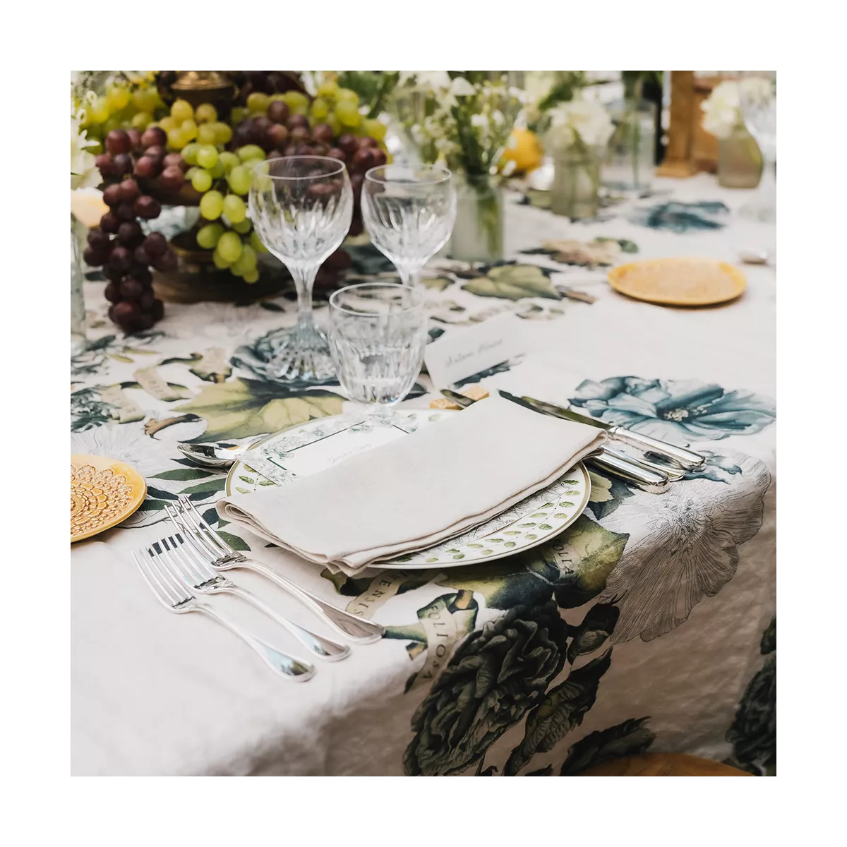 Garnier Thiebaut Nappe Imprimée Métis Lin & Coton Multicolore Naturel Giardino Naturel