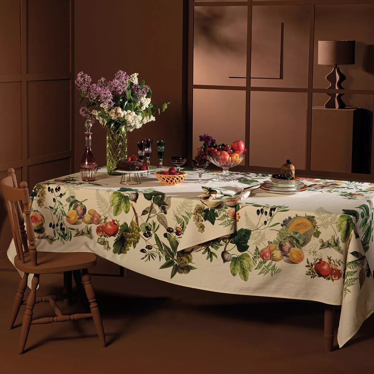 Garnier Thiebaut Nappe Imprimée Métis Lin & Coton Multicolore Naturel Abondance D'automne Naturel