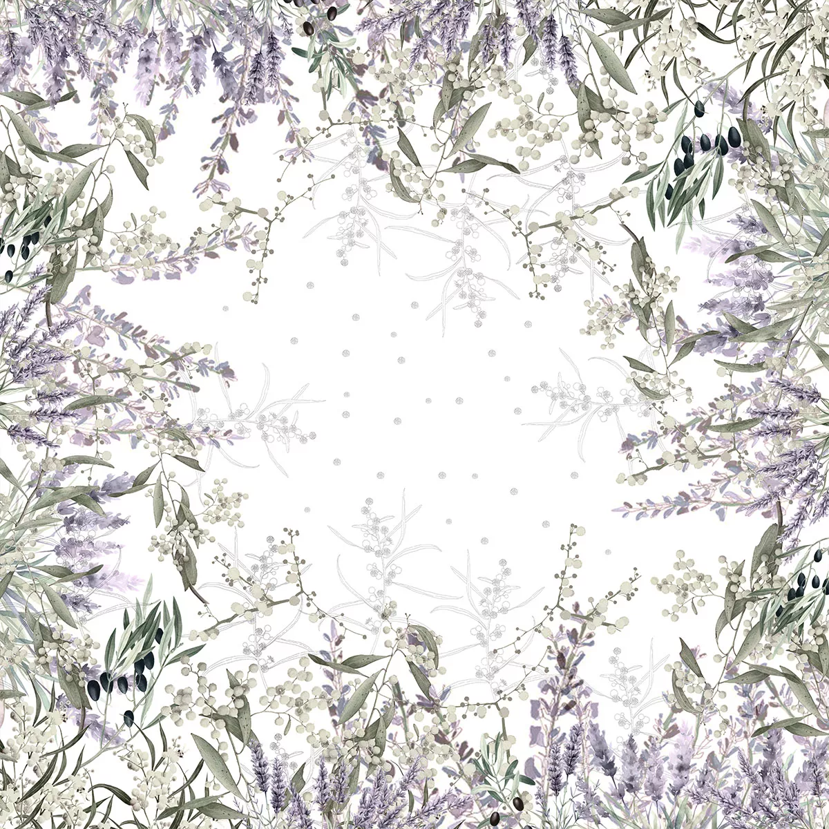 Garnier Thiebaut Nappe Imprimée Métis Lin & Coton Violet Mauve Parfum De Lavande Mauve