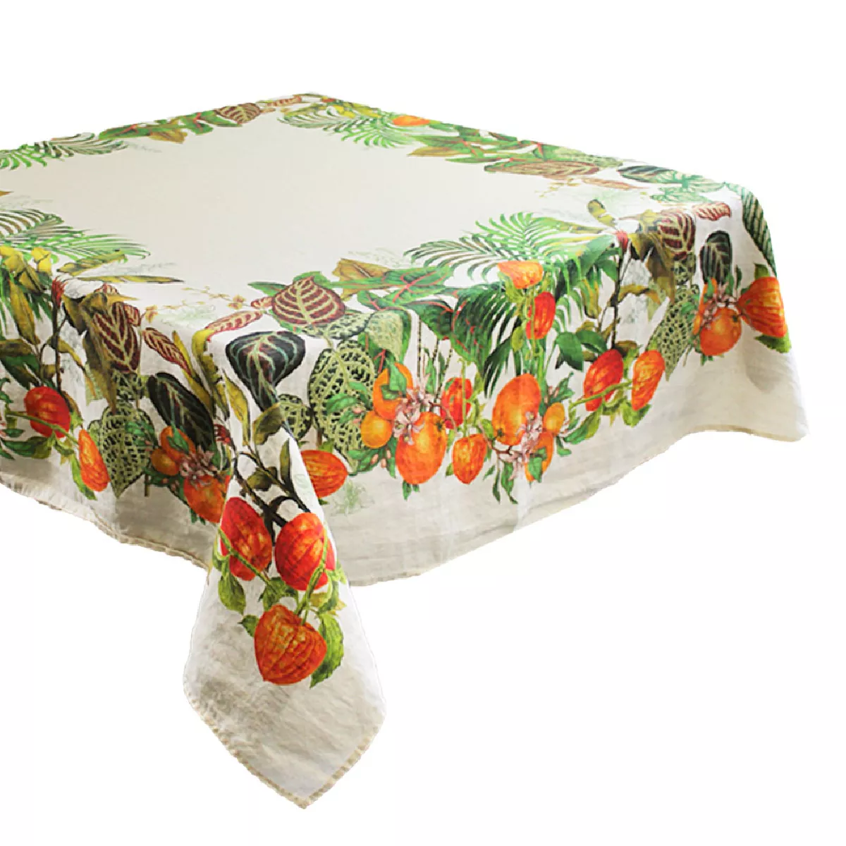 Garnier Thiebaut Nappe Imprimée Pur Lin Multicolore Natural Vintage Garden Natural
