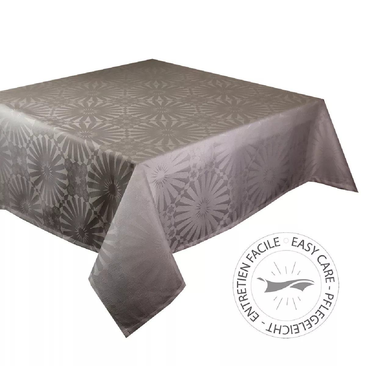 Garnier Thiebaut Nappe Jacquard Polyester Beige Etain Mille Riads Etain