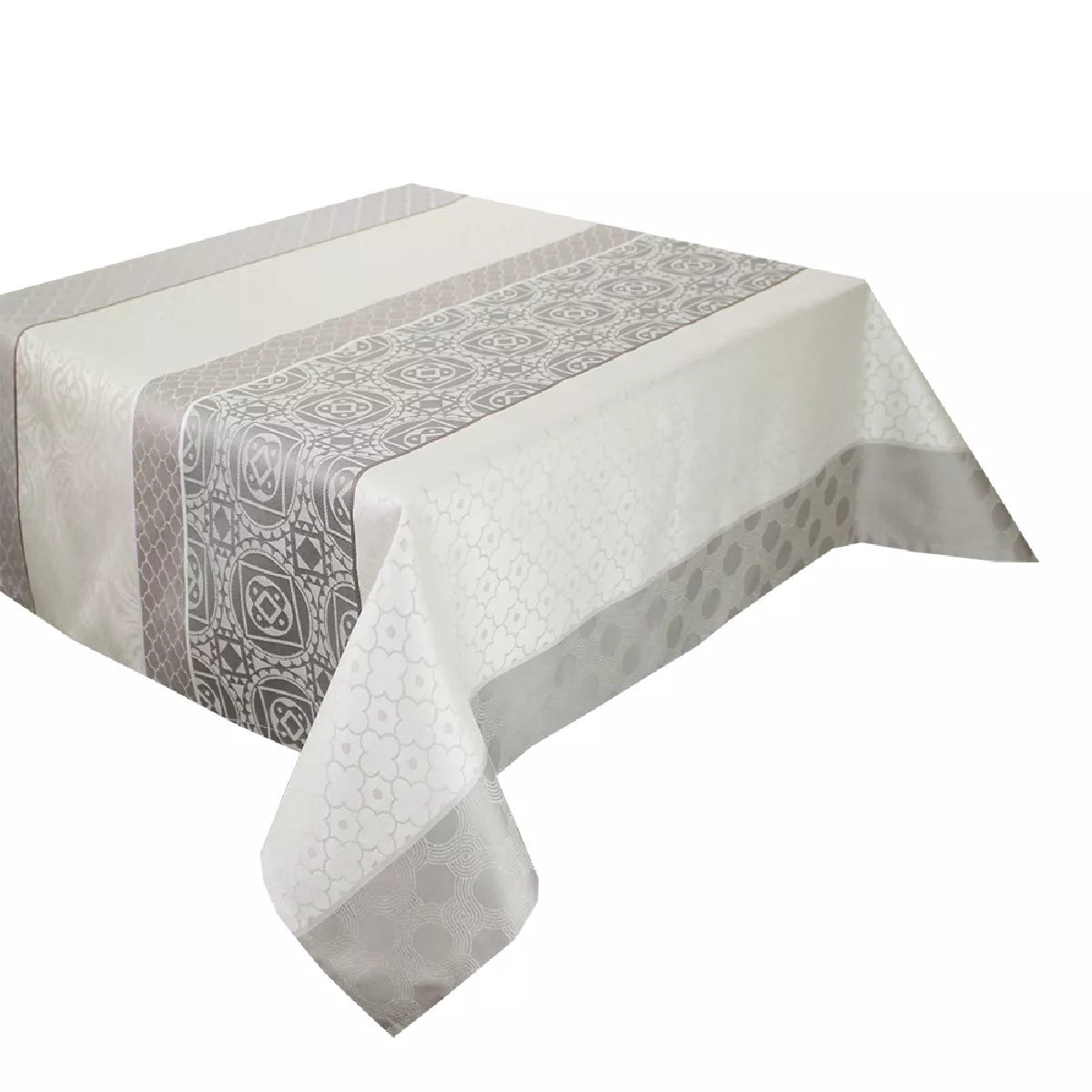 Garnier Thiebaut Nappe Jacquard Pur Coton Beige Naturel Mille Bastides Naturel