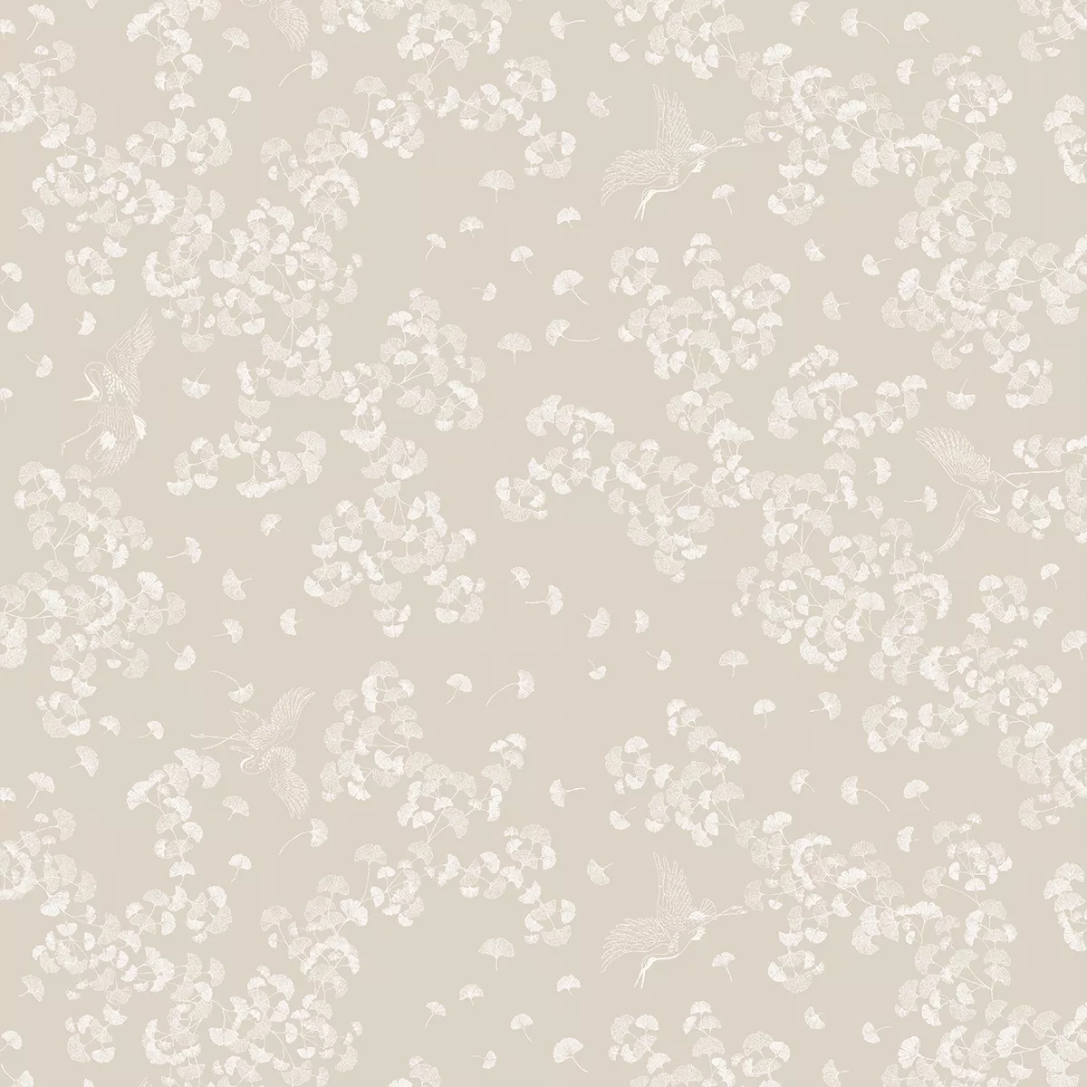 Garnier Thiebaut Nappe Jacquard Pur Coton Beige Naturel Mille Ginkos Naturel