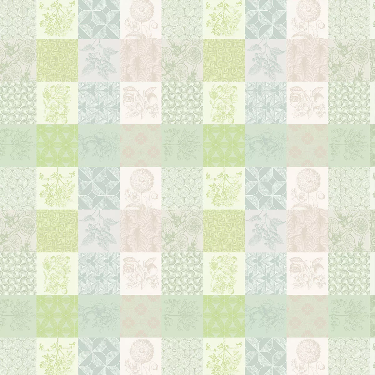 Garnier Thiebaut Nappe Jacquard Pur Coton Beige Verde Mille Parfums Verde