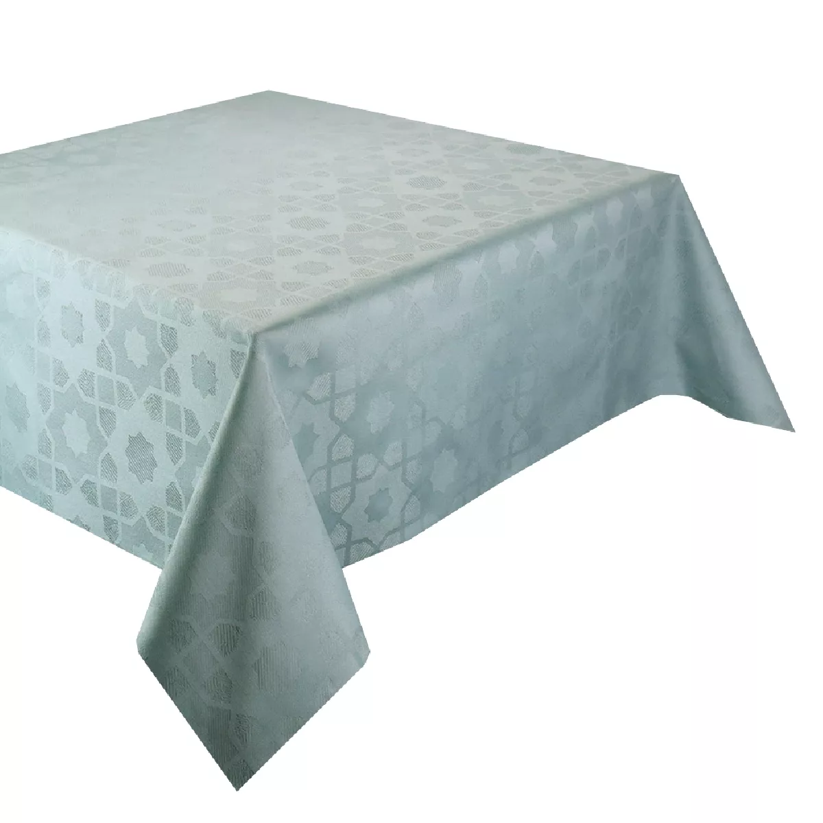 garnier thiebaut Nappe jacquard pur coton bleu brume Mille gibraltar brume