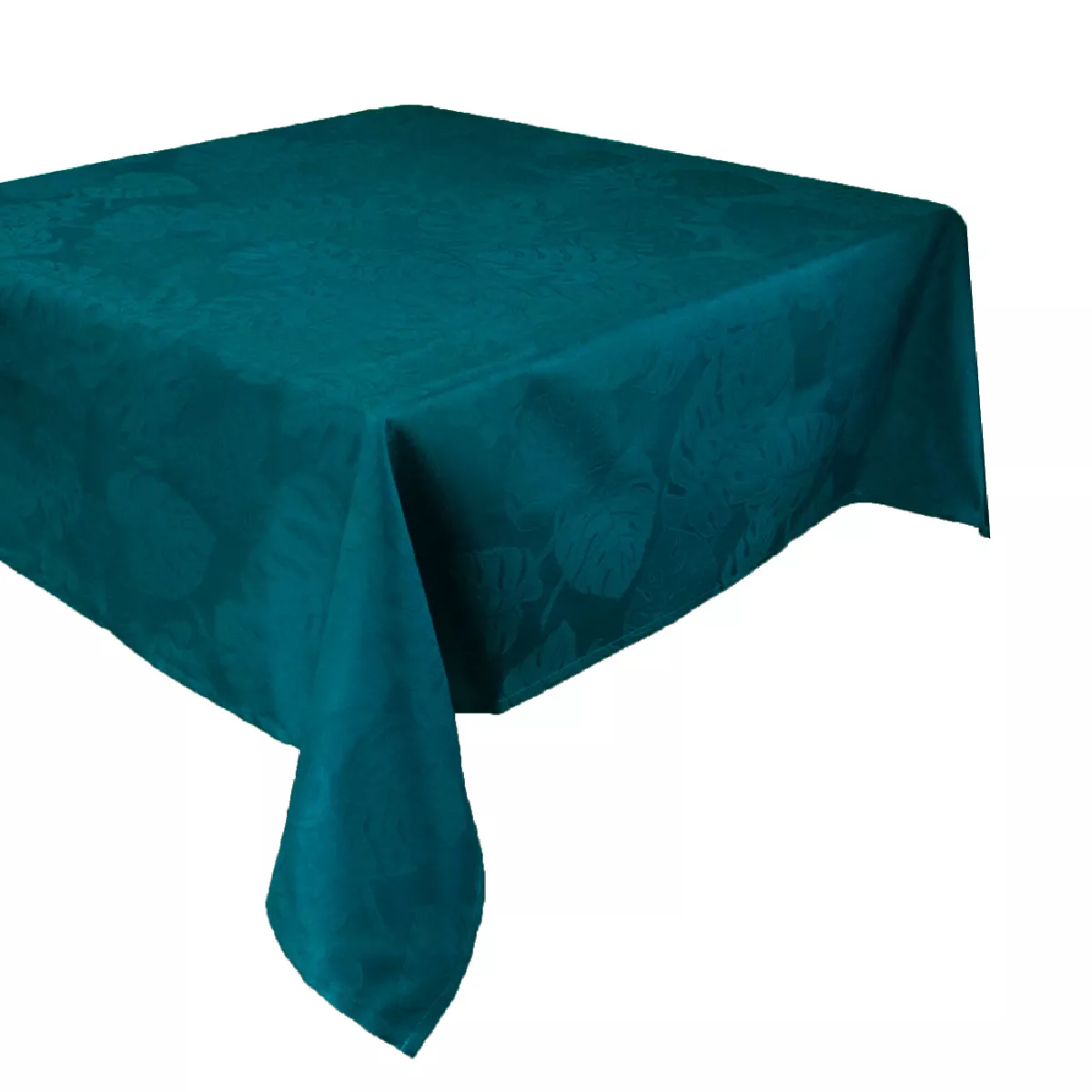Garnier Thiebaut Nappe Jacquard Pur Coton Bleu Ocean Mille Evergreen Ocean