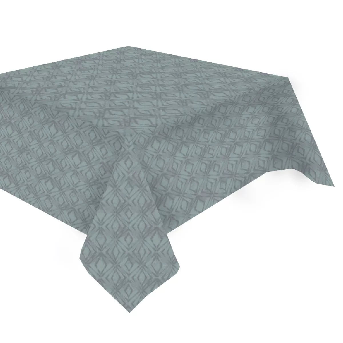 Garnier Thiebaut Nappe Jacquard Pur Coton Bleu Zinc Mille Ikats Zinc