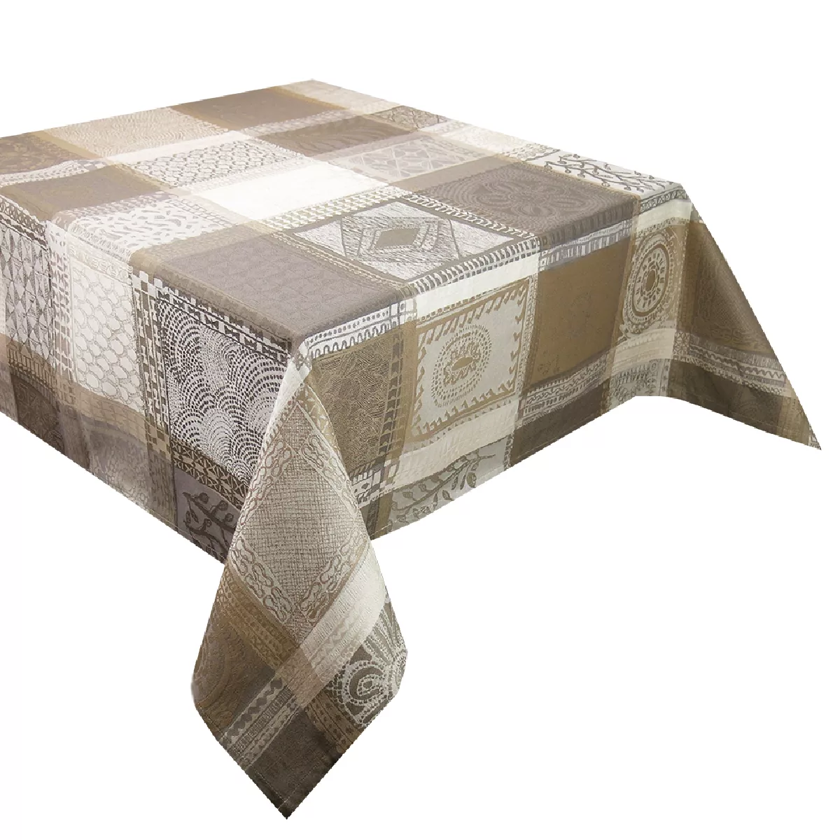 Garnier Thiebaut Nappe Jacquard Pur Coton Gris Argile Mille Wax Argile