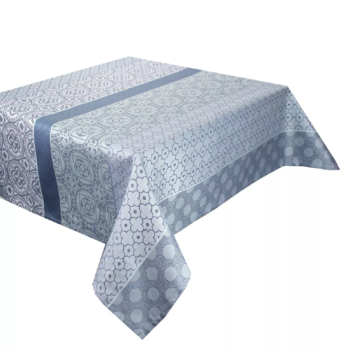 Garnier Thiebaut Nappe Jacquard Pur Coton Gris Charbon Mille Bastides Charbon