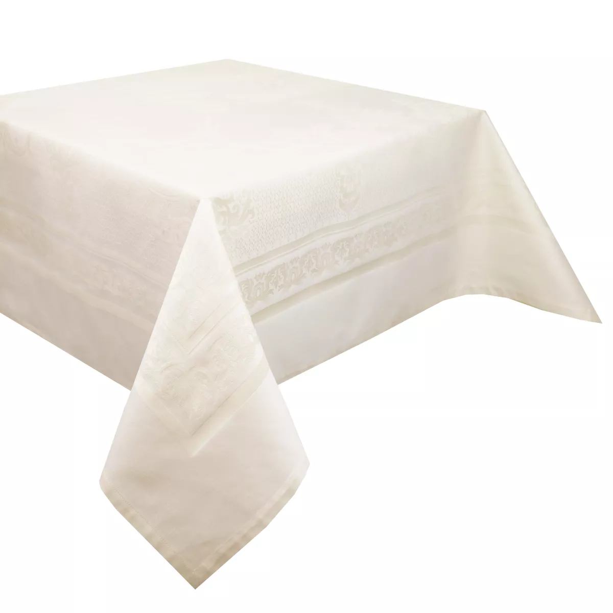 Garnier Thiebaut Nappe Jacquard Pur Coton Ivoire Ivoire Beauregard Ivoire