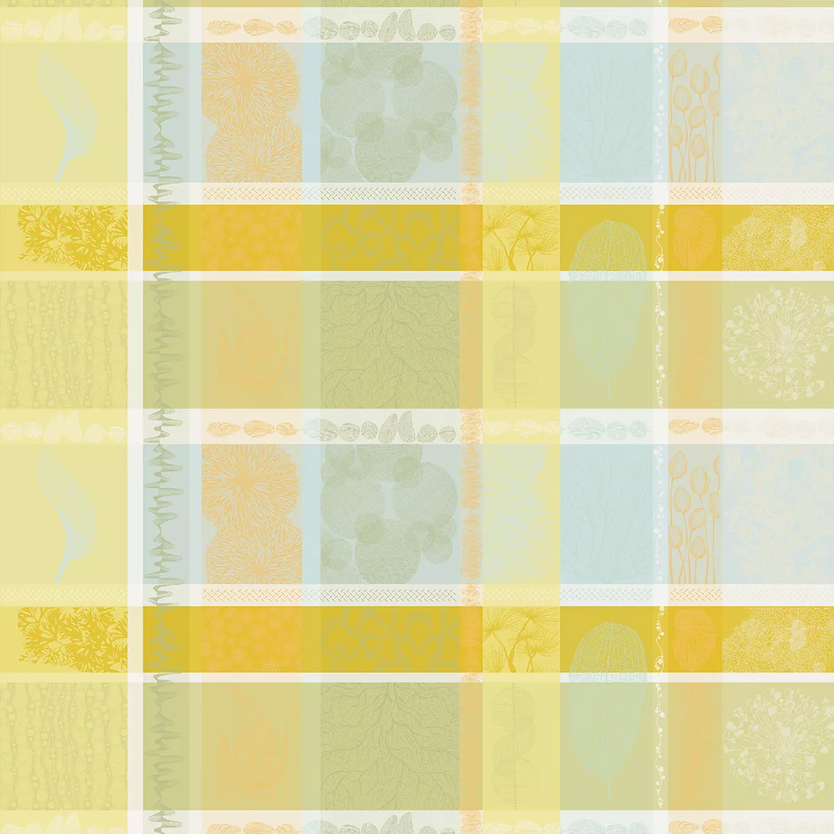 Garnier Thiebaut Nappe Jacquard Pur Coton Jaune Aube Mille Lieues Aube