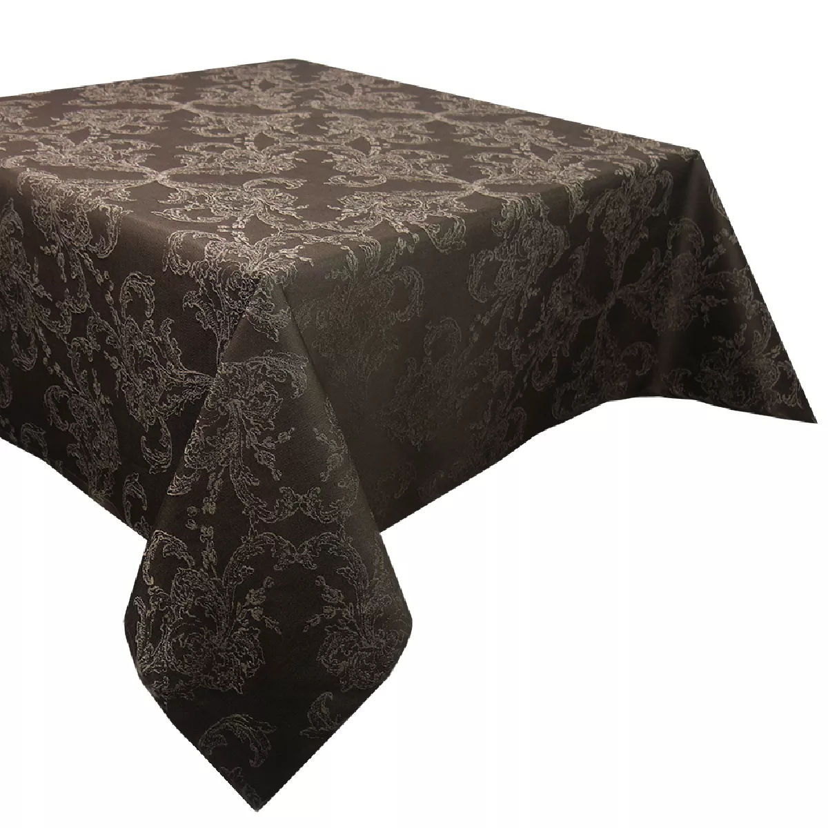 Garnier Thiebaut Nappe Jacquard Pur Coton Marron Ebene Mille Eternel Ebene
