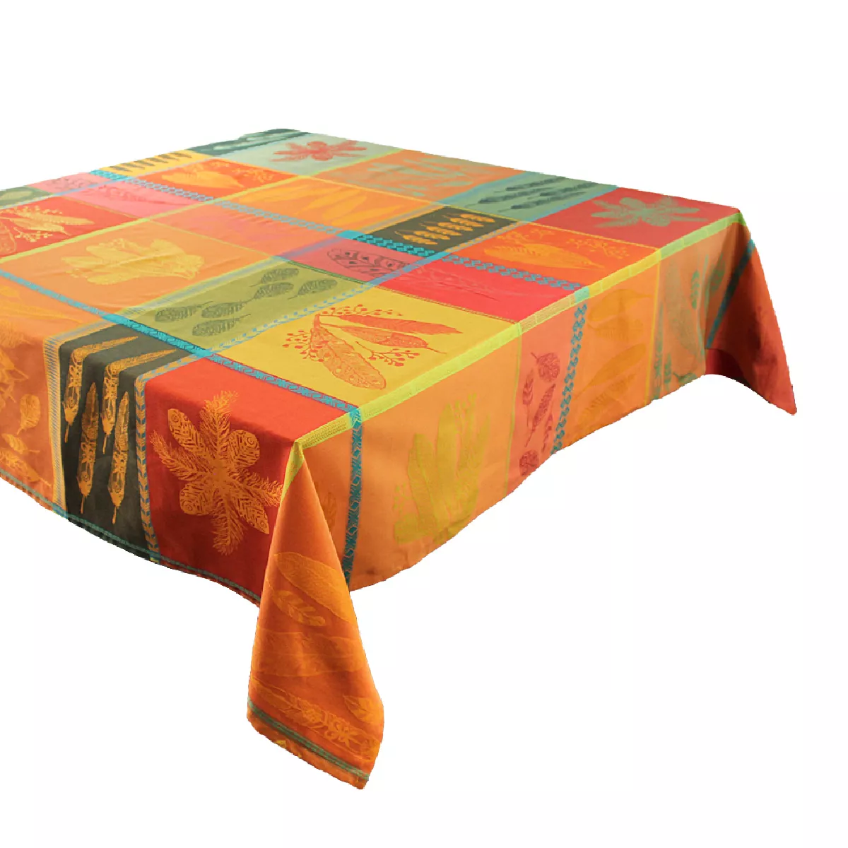 Garnier Thiebaut Nappe Jacquard Pur Coton Multicolore Automne Mille Phoenix Automne