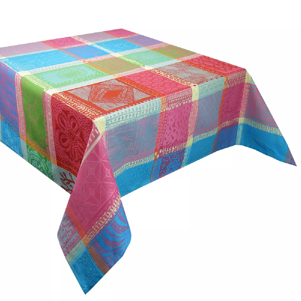 Garnier Thiebaut Nappe Jacquard Pur Coton Multicolore Cocktail Mille Wax Cocktail