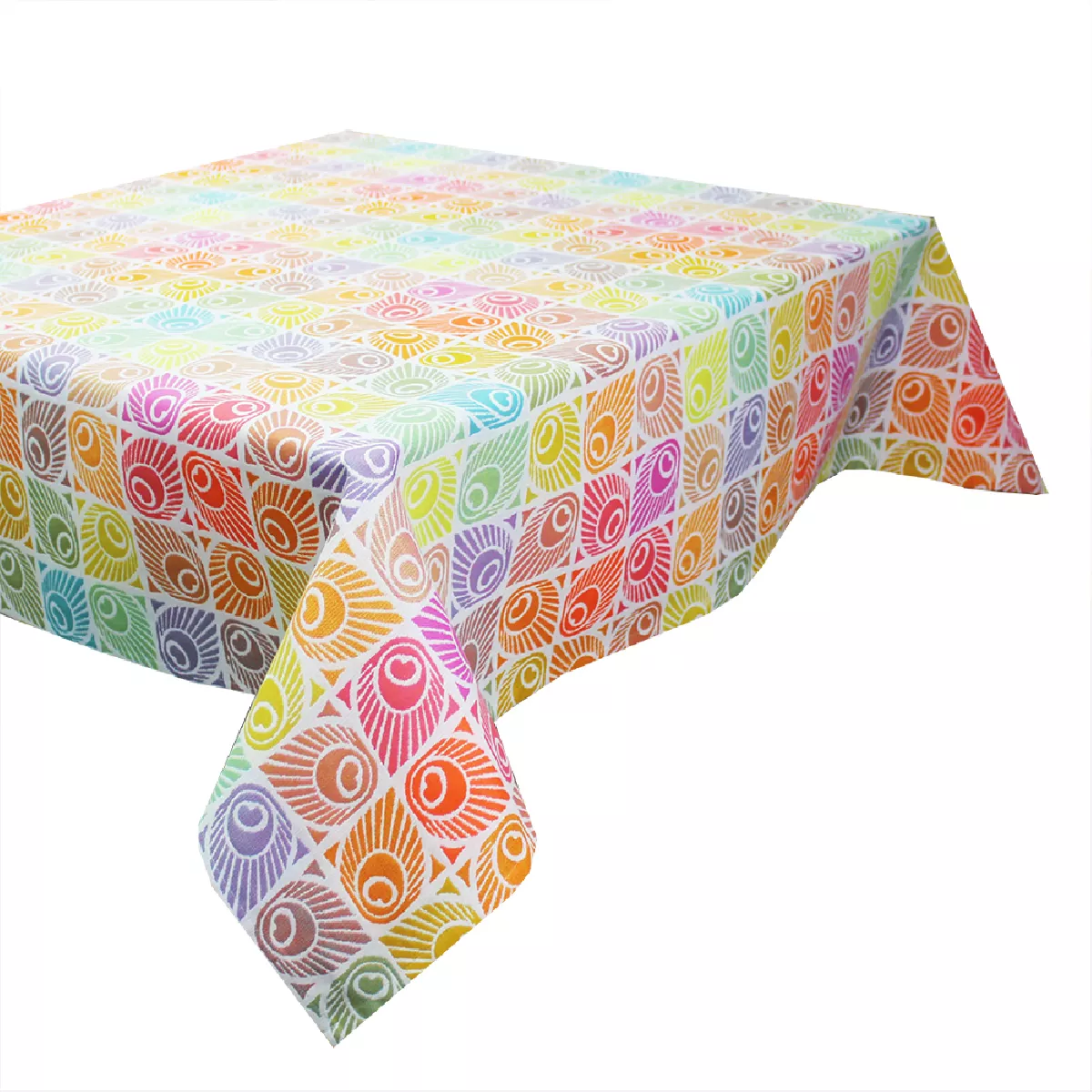 Garnier Thiebaut Nappe Jacquard Pur Coton Multicolore Festival Mille Paons Festival