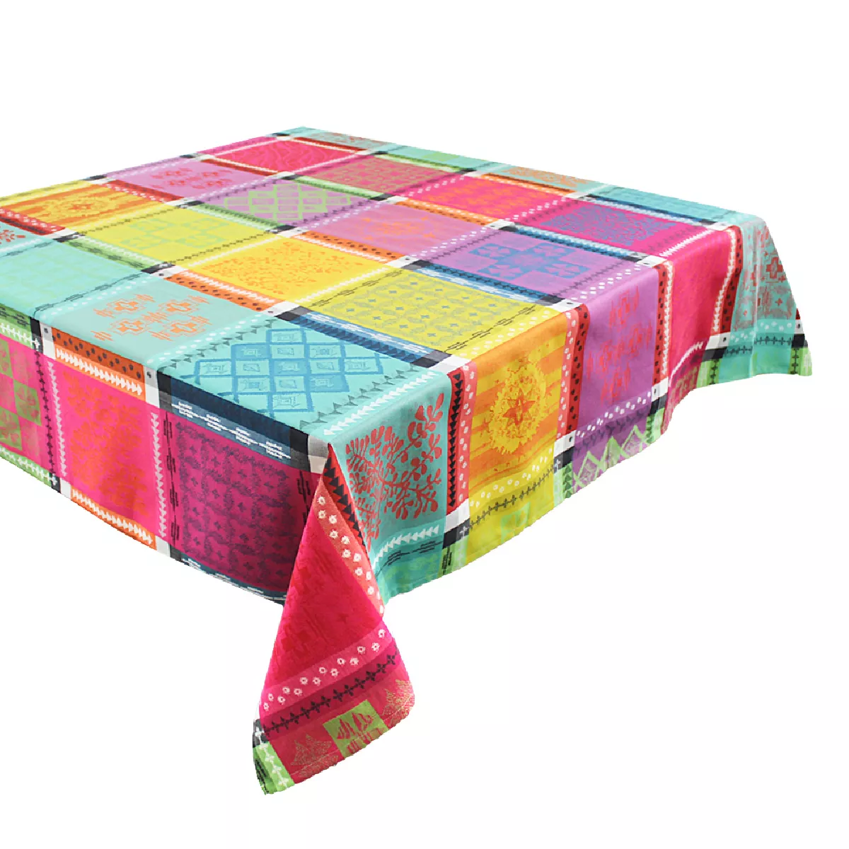 Garnier Thiebaut Nappe Jacquard Pur Coton Multicolore Fiesta Mille Pueblo Fiesta