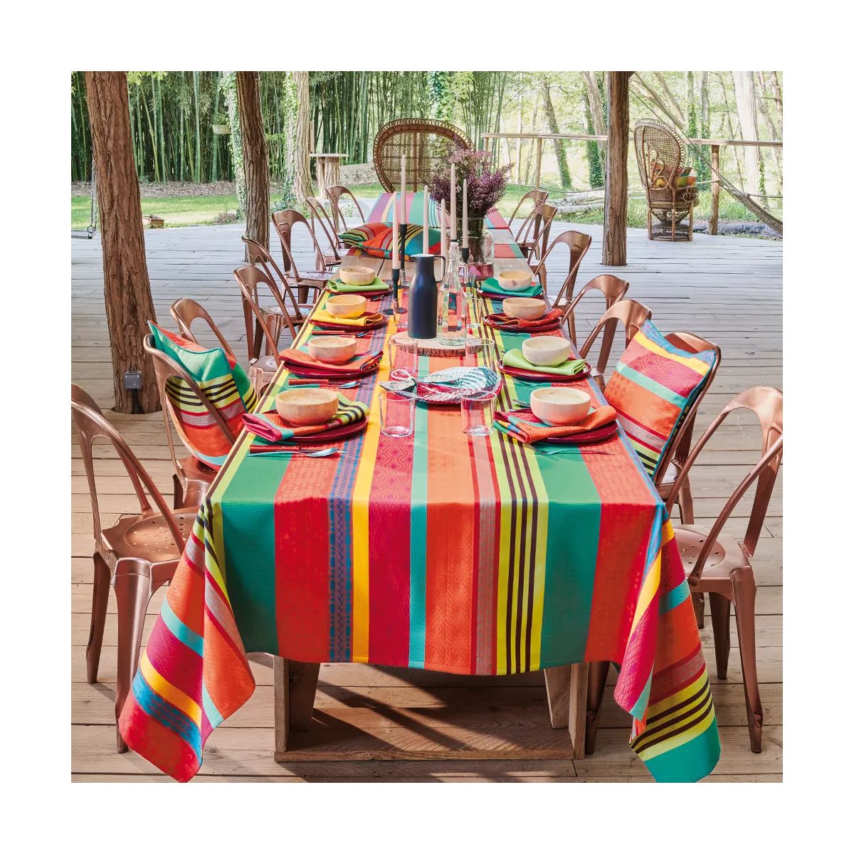 Garnier Thiebaut Nappe Jacquard Pur Coton Multicolore Pampa Mille Arizona Pampa