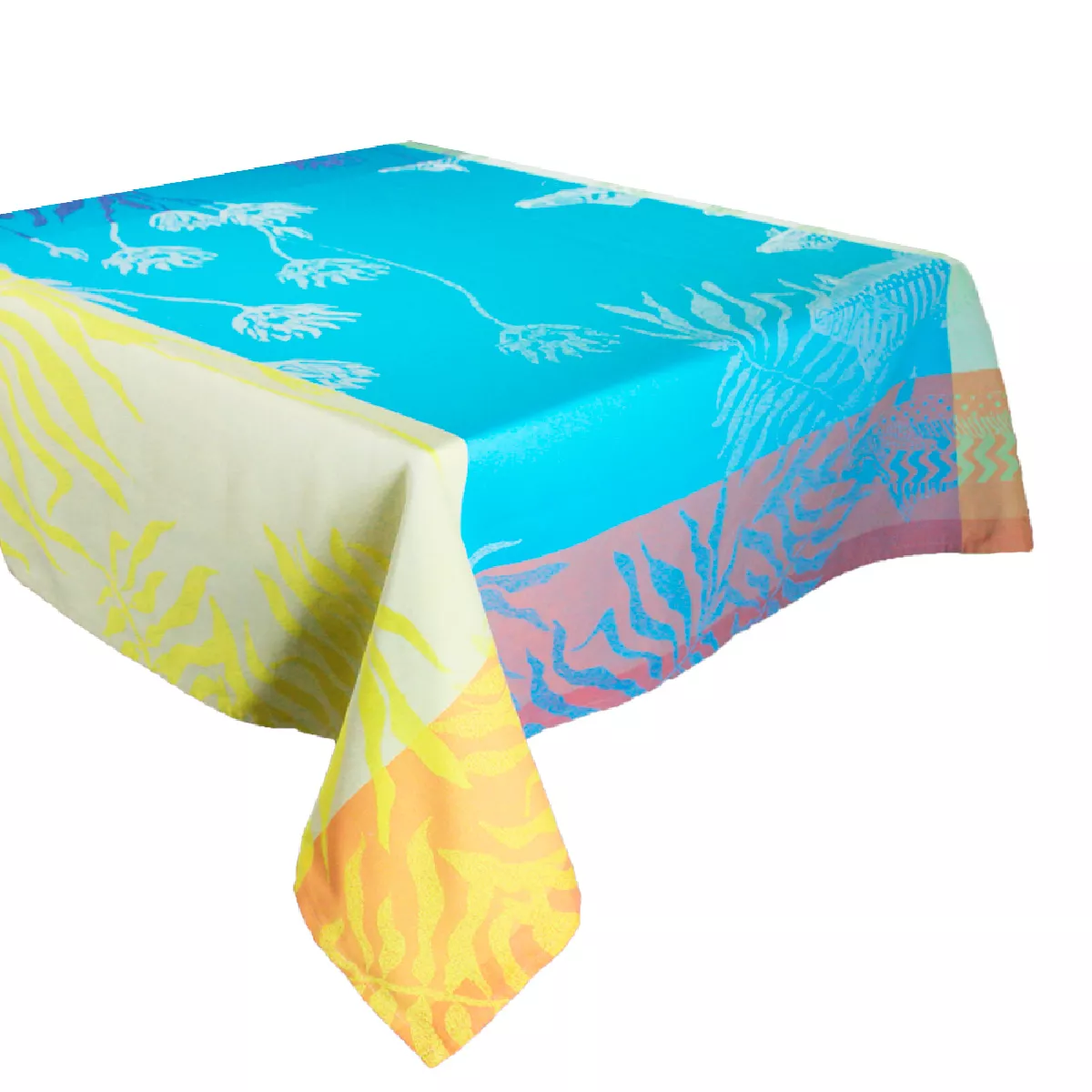 Garnier Thiebaut Nappe Jacquard Pur Coton Multicolore Rainbow Aquatic Rainbow