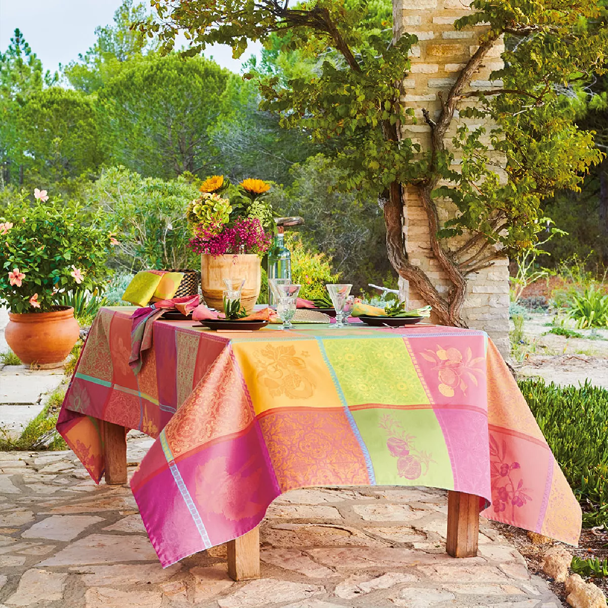 garnier thiebaut Nappe jacquard pur coton multicolore smoothie Mille tutti frutti smoothie