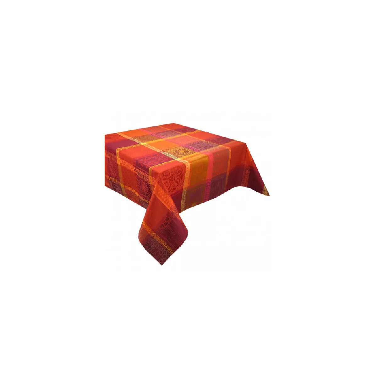 Garnier Thiebaut Nappe Jacquard Pur Coton Orange Ketchup Mille Wax Ketchup