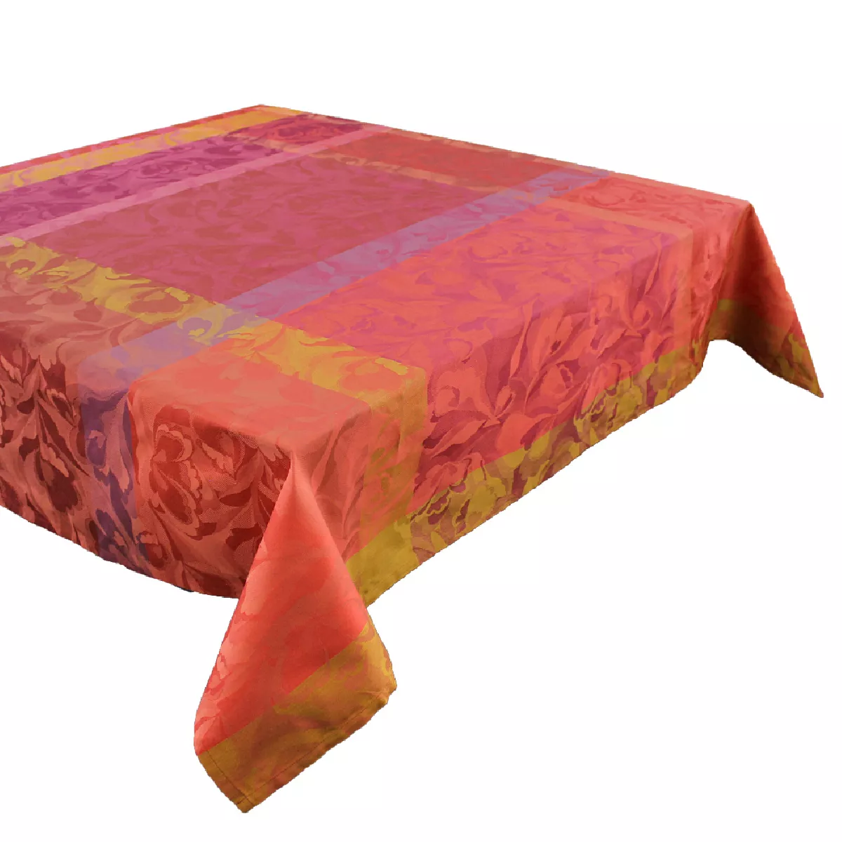 Garnier Thiebaut Nappe Jacquard Pur Coton Rouge Cranberry Mille Folk Cranberry