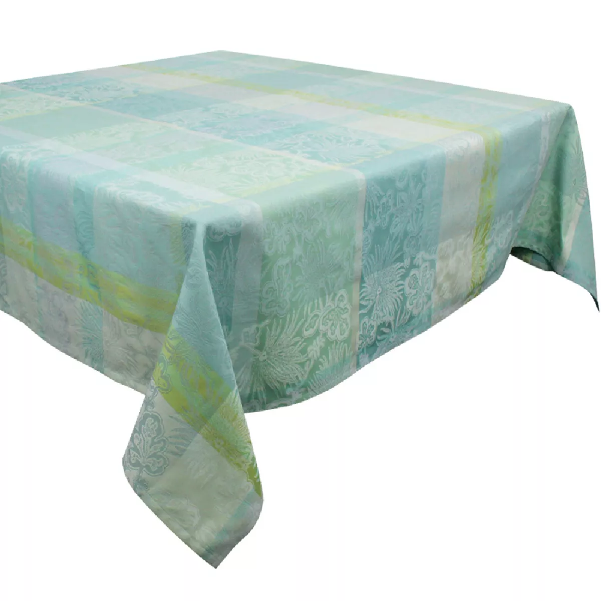 Garnier Thiebaut Nappe Jacquard Pur Coton Vert Aqua Mille Venusta Aqua
